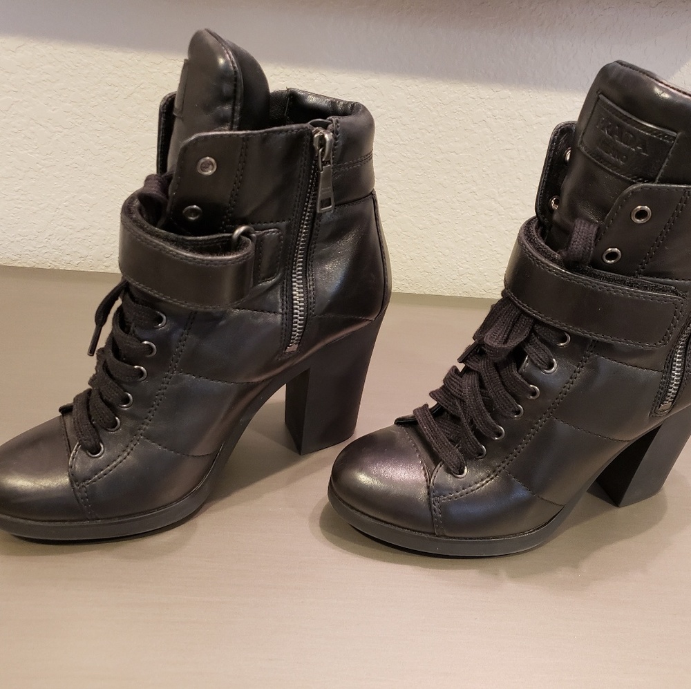 Prada Milano Black Linea Rossa Leather Boot